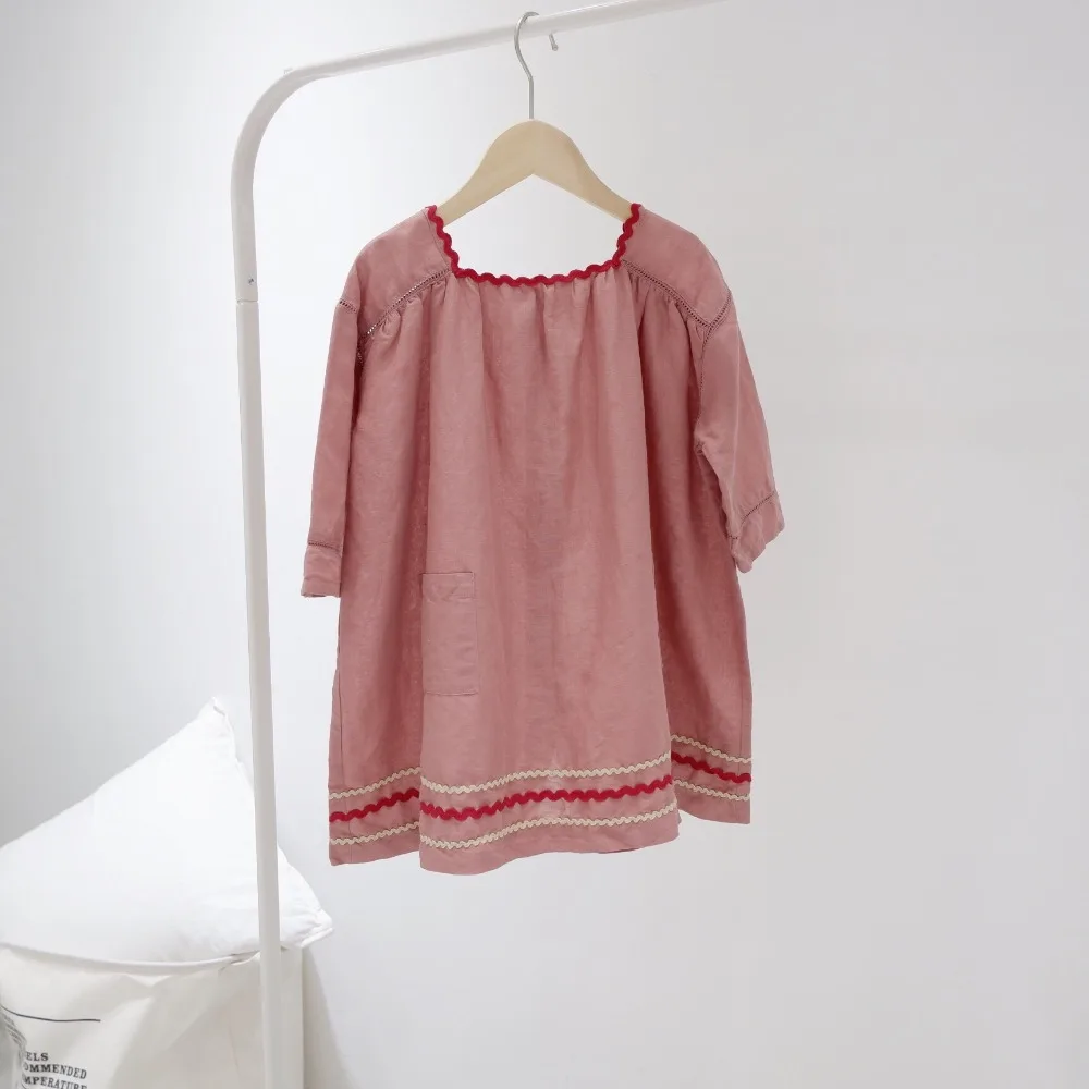 kids dresses for girls baby girl clothes Retro red bean paste color loose dress 2019 new design lovely | Детская одежда и обувь