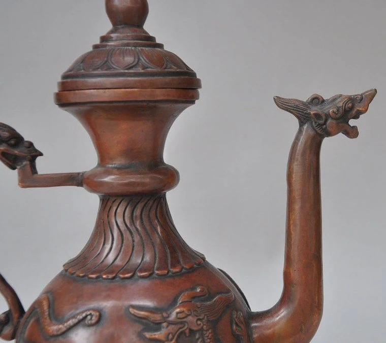 SCY 11 &quotКитайская Классическая Бронзовая статуя животного дракона удачи чайный