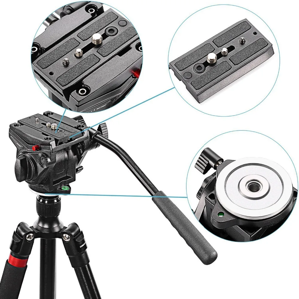 Neewer Подвижная головка для видеокамеры с подвижной пластиной DSLR камер монопод