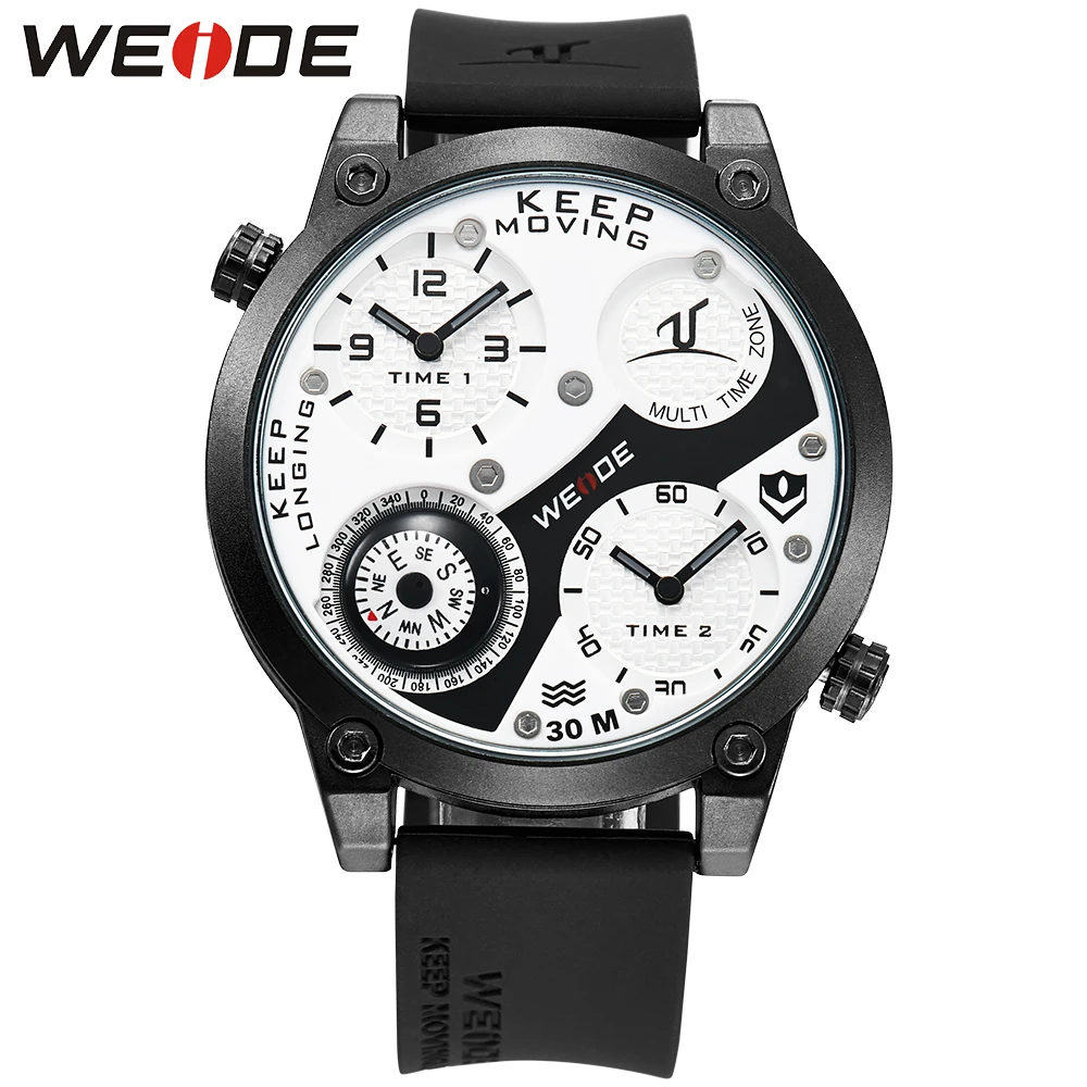 WEIDE мужские Роскошные спортивные Топ Роскошный Аналоговый Силиконовый ремешок с