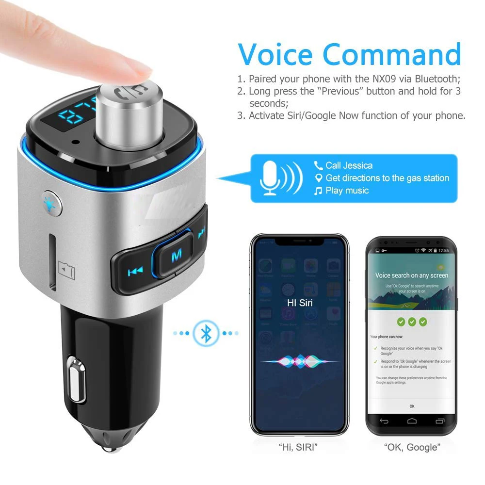 SeenDa QC3.0 автомобиля Зарядное устройство Bluetooth FM передатчик свободные руки