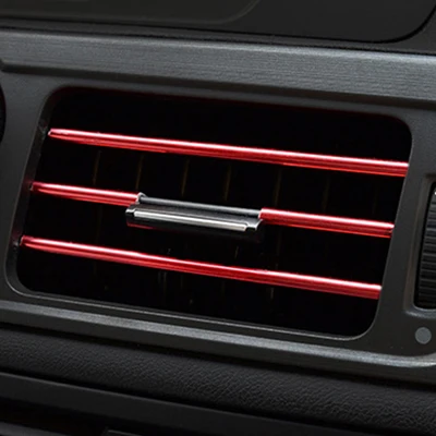Red SRXTZM 10 шт. 20 см Универсальный автомобильный Кондиционер Выход украшение u-образный внутренний молдинг отделка стильные полоски на авто аксессуары - Название цвета: Red