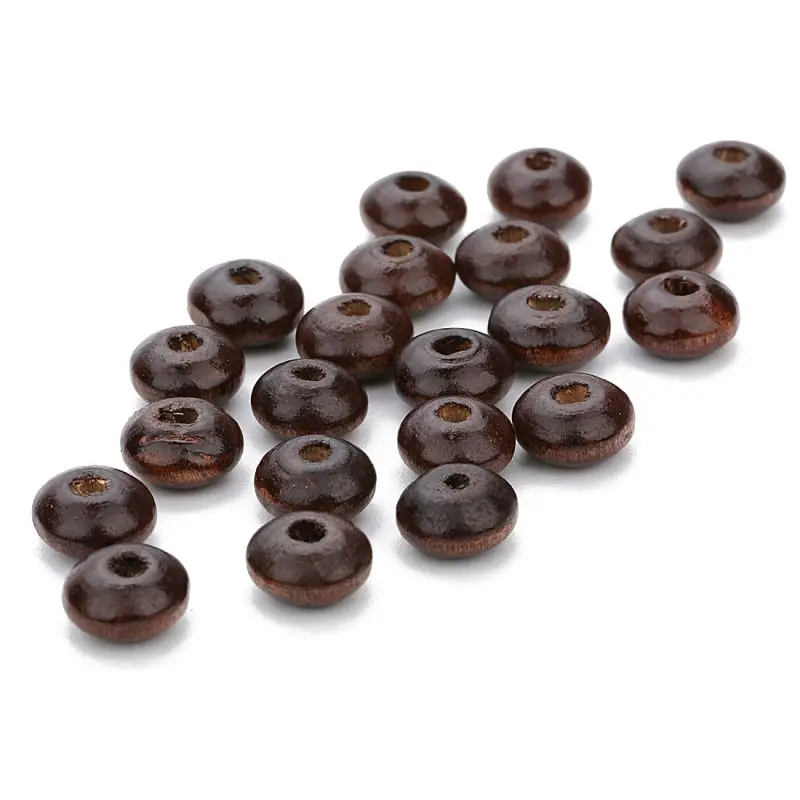

200pcs/lot 7x12mm Deep Brown Natural Wood Beads Abacus Beads with 3mm Hole Loose Spacer Charm Beads for Bracelets Jewelry Making