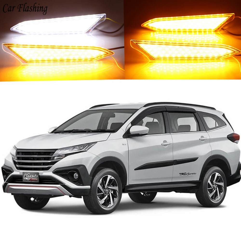 Светодиодный ные ходовые огсветильник для Toyota Rush 2018 2019 2 шт. с желтым указателем