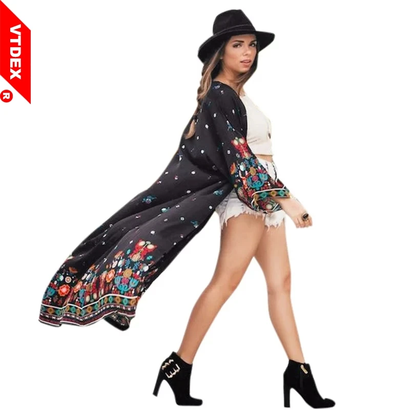 Шифоновая Блузка Плюс размеры свободные для женщин купальник Пляжная накидка