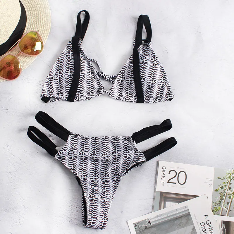 Женский комплект бикини купальный костюм сексуальный бандажный на бретельках
