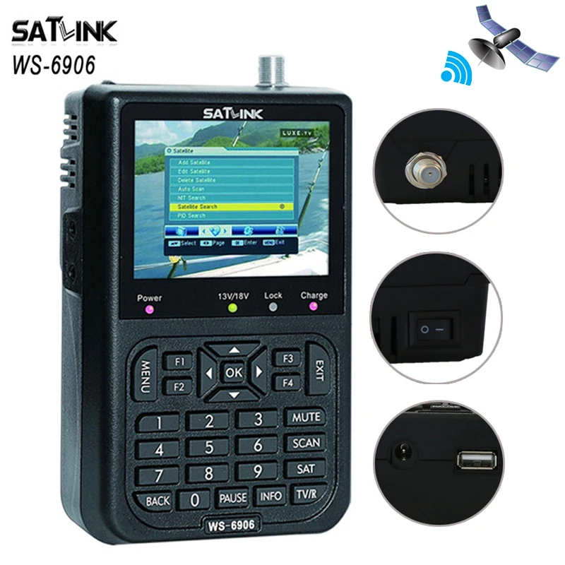 [Подлинный] Satlink WS 6906 3 5 дюймов DVB S цифровой ресивер fta спутниковый искатель метр