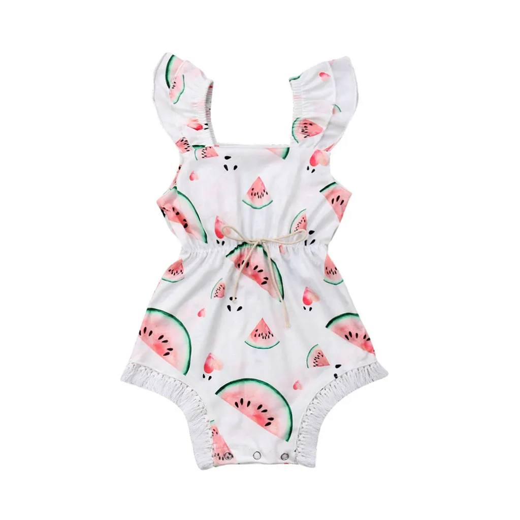 Ползунки для новорожденных девочек 2019 с принтом в виде арбуза наряд бахромой