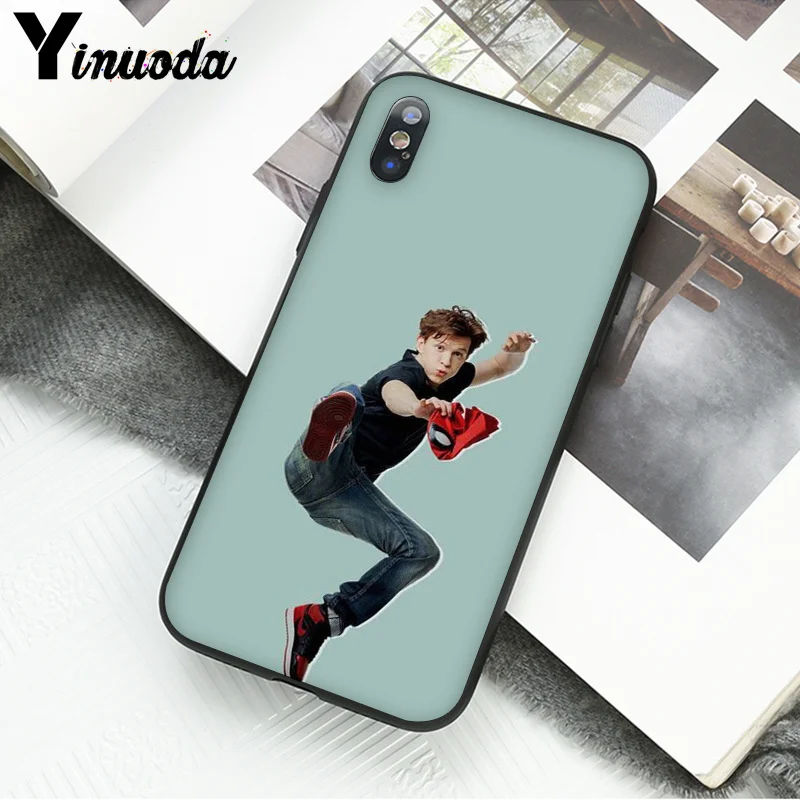 Yinuoda Marvel Hero Человек-паук том Холланд черный чехол для телефона для iPhone 6S 6plus 7plus 8 8Plus X Xs MAX 5 5S XR