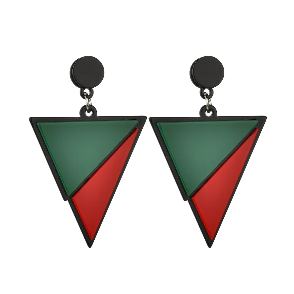 DoreenBeads модные серьги гвоздики Красный Зеленый Белый треугольный кулон для женщин
