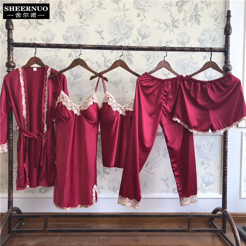 Летняя и осенняя женская пижама с принтом лед 5 шт. на груди подвешивающая юбка