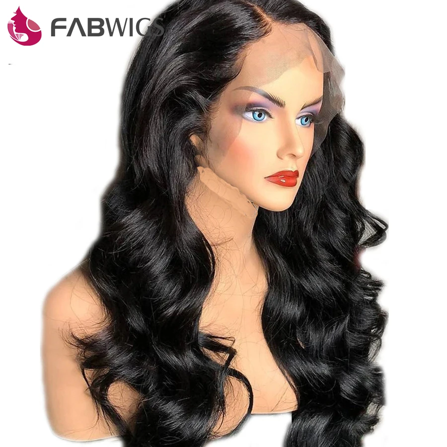 Fabwigs 13x6 глубокая часть фронта шнурка человеческих волос парики предварительно