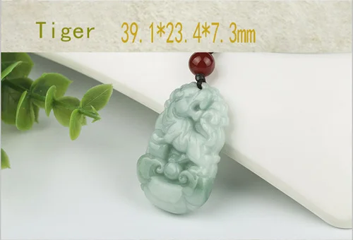 Tiger Кулон с изумрудом и подвеской, ручной работы, Прямая поставка, счастливый амулет, Китайский Зодиак, ожерелье с цепочкой для мужчин и женщин, подарок - Цвет камня: Tiger