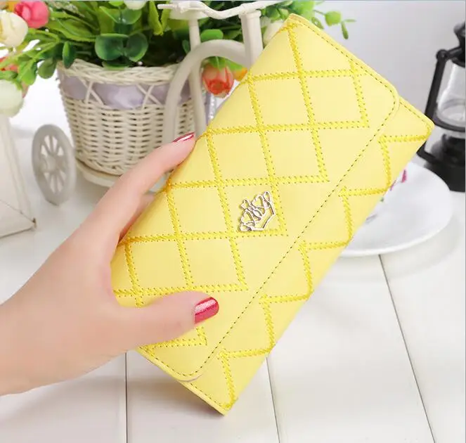 Yellow Новинка; прекрасные сумки из натуральной кожи Дамский Длинный клатч кошелек Для женщин большой Ёмкость держатель для карт из искусственной кожи кошелек для вечерние свадебные модные однотонные - Цвет: Yellow