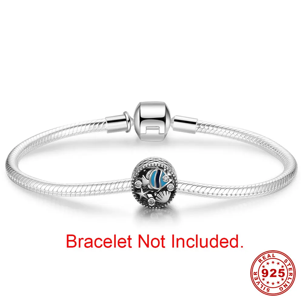 GRACE MOMENTS European Style Real 925 Sterling Silver Blue Underwater World Beads Fit Bracelet Necklace Jewelry DIY Gift | Украшения и