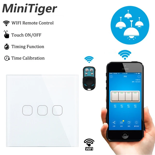 Minitiger ЕС умный дом Wi Fi настенный светильник сенсорный выключатель 1 Gang приложение