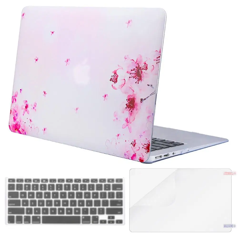 Pink Sakura Чехол для ноутбука MOSISO для Apple MacBook Air Pro retina 11 12 13 15 жесткий чехол для ноутбука macbook Air 13+ чехол для клавиатуры - Цвет: Pink Sakura