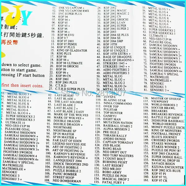 Кассетный картридж SNK 161 в 1 шт. мультиигровой Neo Geo игровая доска Snk для аркадной