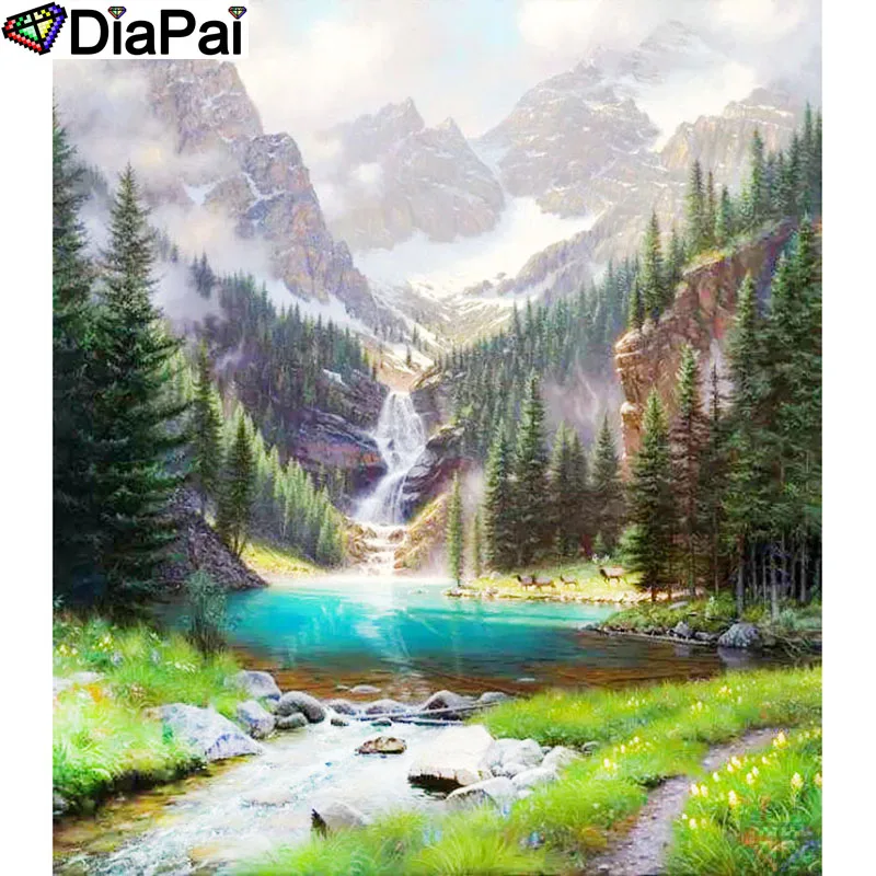 

DIAPAI 5D DIY Diamond Painting 100% Full Square/Round Drill "Waterfall scenery" Diamond Embroidery Cross Stitch 3D Decor A21772
