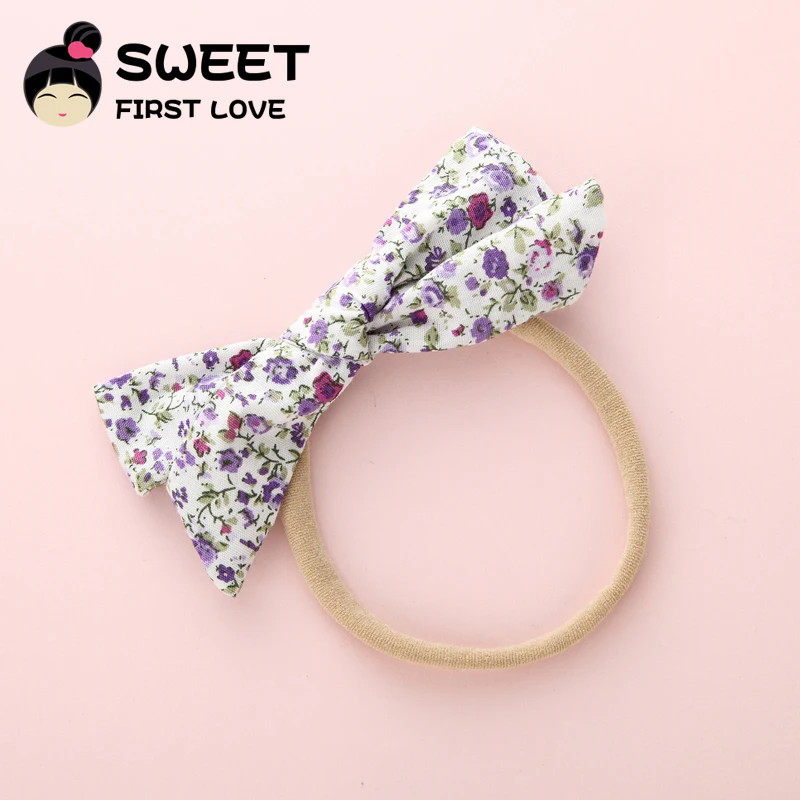 Lovely Printed Floral Headband Fabric Bow Elastic Nylon Hair Band For Children Simple Soft Customized Accessories Girls | Аксессуары для