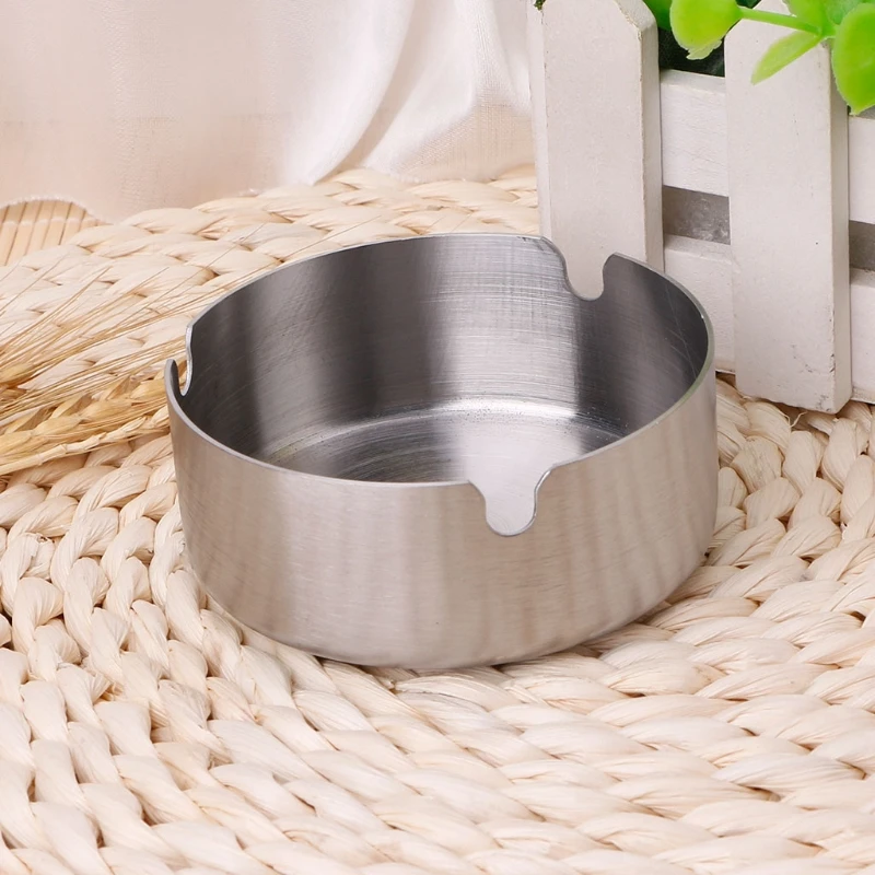 Настольная Серебристая пепельница для сигарет Ho use hold Round из нержавеющей
