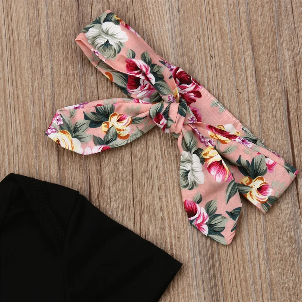 2019 Newborn Baby Girl Set 3PCS Clothes Cotton Bodysuit Tops Floral Skirt Headband Outfit Summer | Детская одежда и обувь