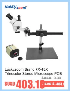 Lucky Zoom Brand 3.5X-45X Simul-Focal Trinocular Zoom Stereo Microscope Head WF10X/20 SZM0.5X WD165mm Microscope Accessories