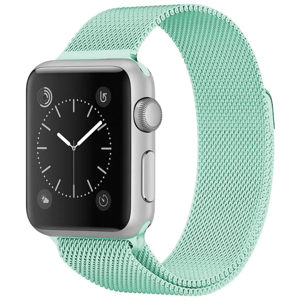 Soft blue Ремешок для Apple Watch 38 мм 40 мм 42 мм 44 мм, Миланская Петля из нержавеющей стали, сетчатый Спортивный Браслет, магнитная застежка для iWatch серии 1/2/3/4 - Цвет ремешка: Soft blue