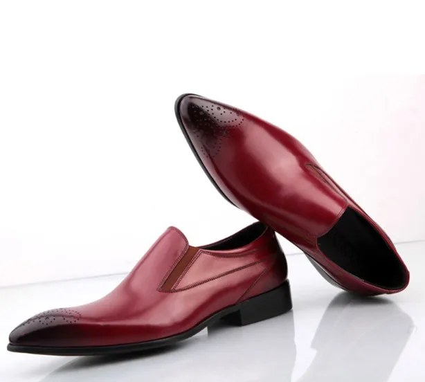 Мужские туфли с перфорацией и острым носком из натуральной кожи | Обувь