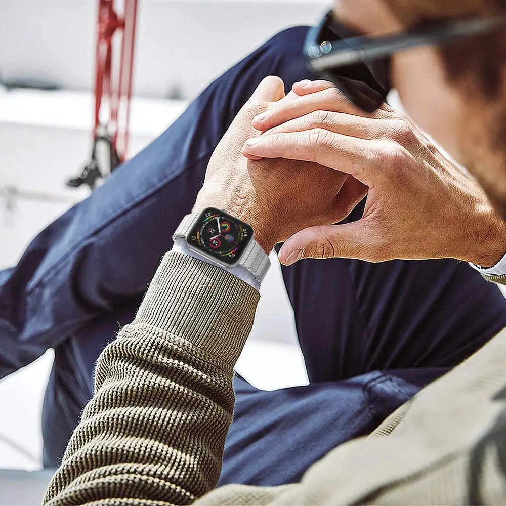 Ремешок-браслет для Apple Watch, Классическая пряжка-бабочка, ремешок из нержавеющей стали, аксессуары для часов 42, 38, 44, 40 мм, серия 5, 4, 3, 2