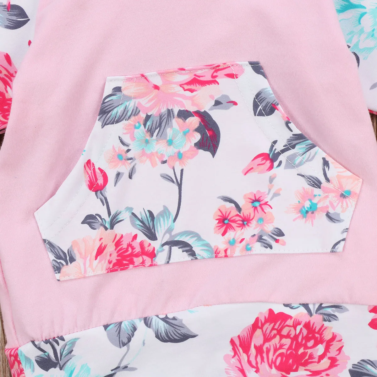 Топы с капюшоном и цветочным принтом для новорожденных девочек свитер + штаны