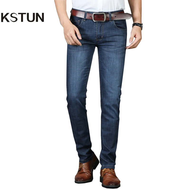Мужские прямые джинсы KSTUN синие классические эластичные винтажные повседневные