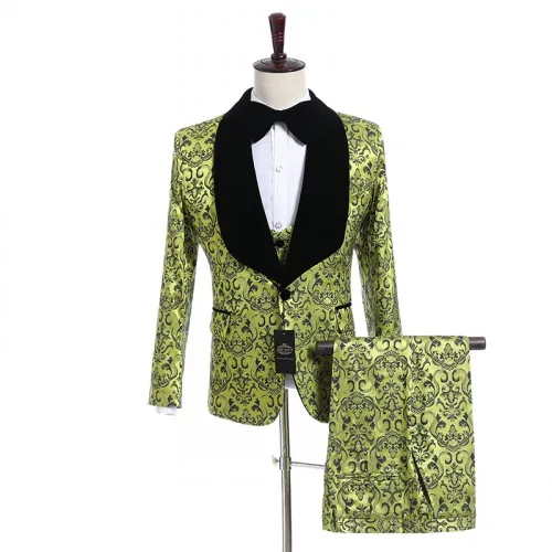 

New Arrival One Button Groom Tuxedos Groomsmen Shawl Lapel Mens Suits Blazers (Jacket+Pants+Vest+Tie) W:1243