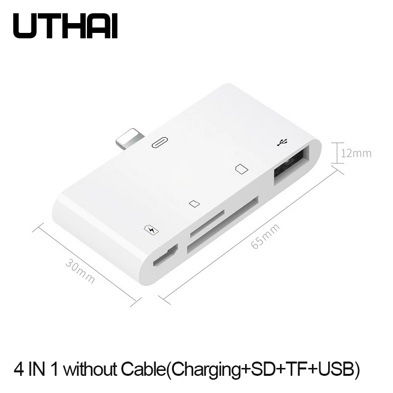 4in1nocable Многофункциональный UTHAI C16 для iphone X 8 Plus кардридер и адаптер интерфейса Lightning для iphone XS MAX - Цвет: 4in1nocable