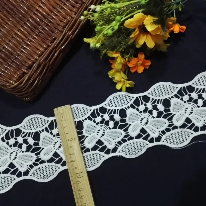 9 5 см в ширину новинка молочный шелк вышитый белый цветок кружевная ткань шитье