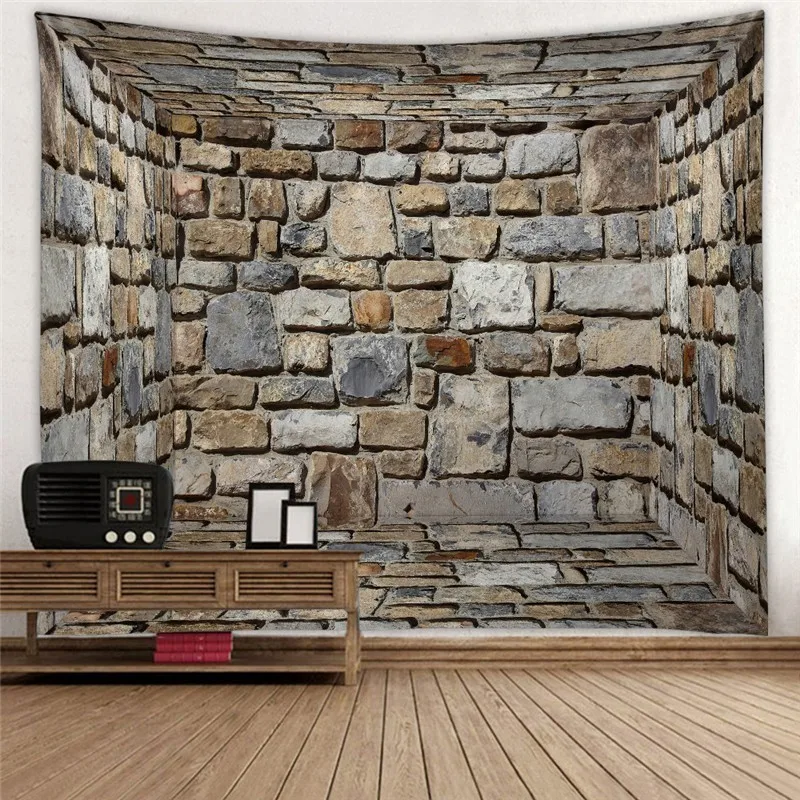 3D Brick Stone Printed Wall Tapestry Mandala Fabric Hippie Tapestry Wall Hanging Vintage Decor Bedroom Headboard Mural Art Tapiz
