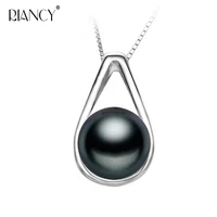 wholesale price freshwater black pearl pendants 100 natural pearl necklace 925 sterling silver chain fashion jewelry