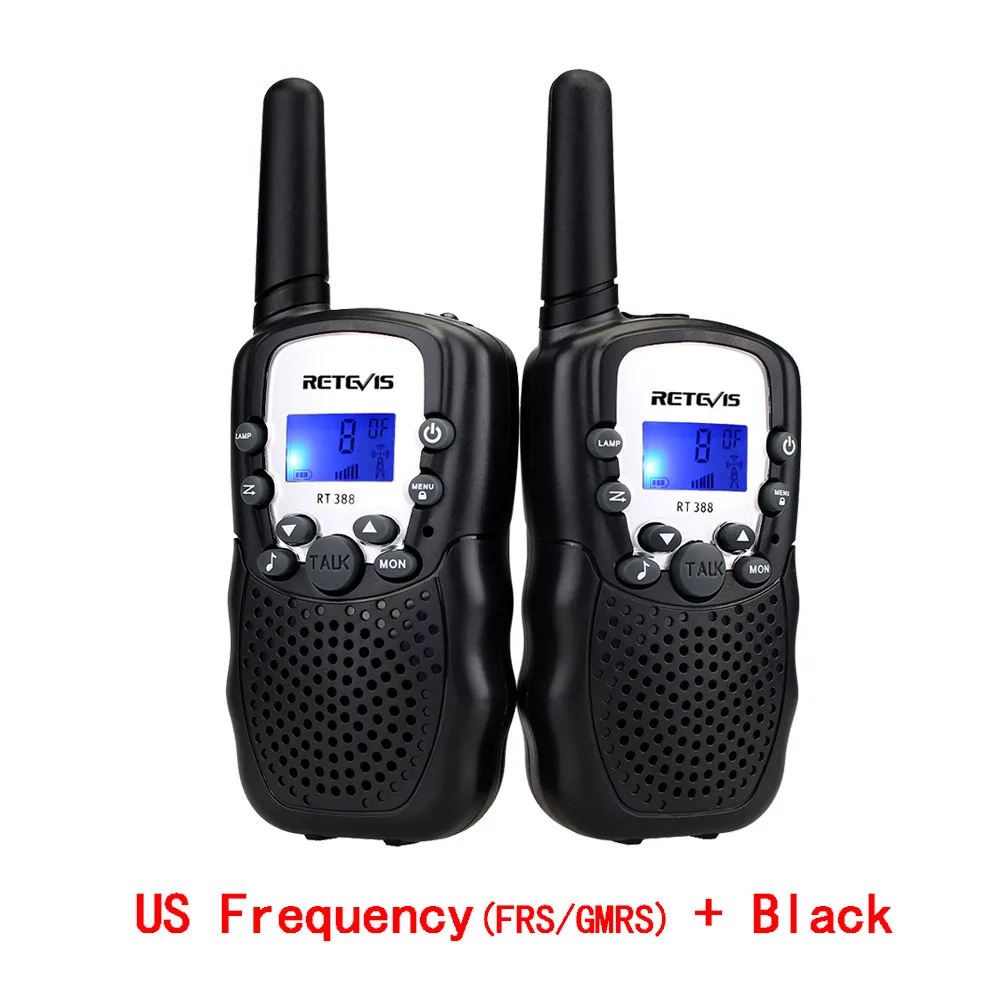 2 шт. мини двухстороннее радио Retevis RT388 детская рация PMR446 PMR FRS/GMRS удобный приемопередатчик дети Woki Toki+ 2 шт гарнитура - Цвет: US Freq and Black