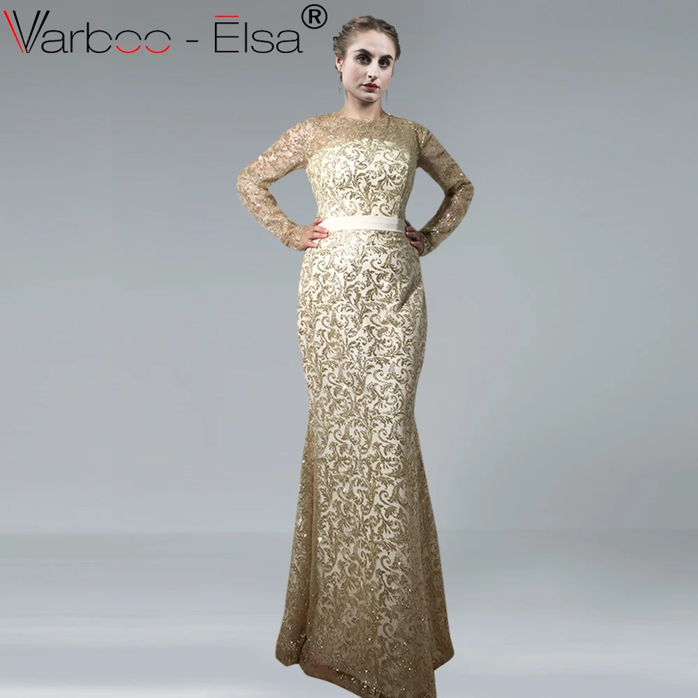 VARBOO_ELSA блестящее вечернее платье с золотыми блестками 2018 роскошное со съемным