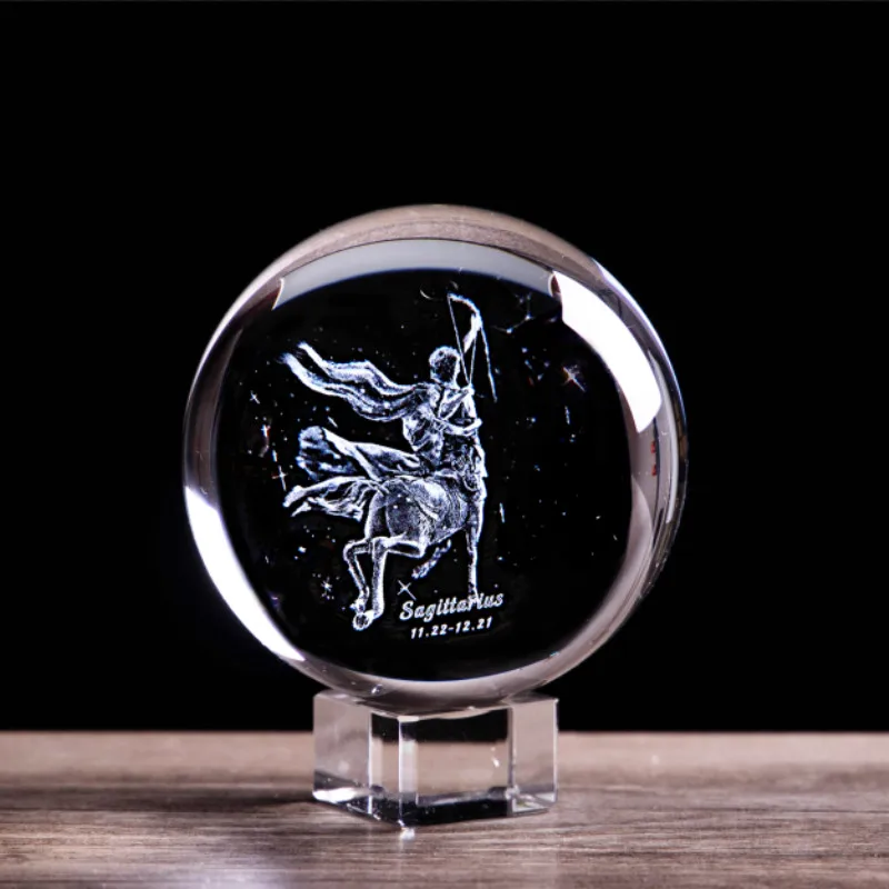 3D Sagittarius Figurines Crystal Ball Angel Constellation Statuette Paperweight Home Art Decor Collectible Craft Accessories | Дом и сад