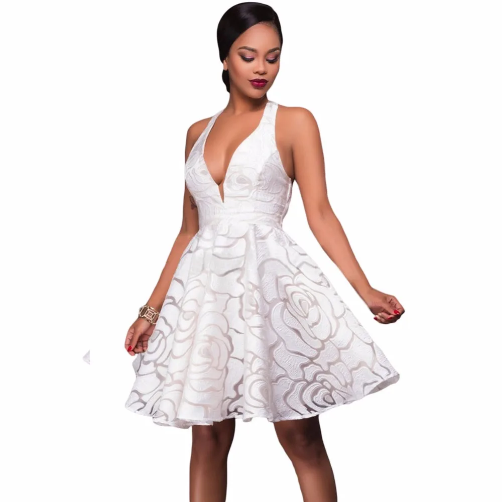 Вэй JiXiong Новый 2017 Женщины Жаккардовые Фигурист Партии Dress V-образным Вырезом