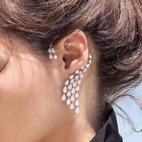 hibride luxury design clear cubic zircon water drop ear cuff women earrings left ear brincos single piece e 864