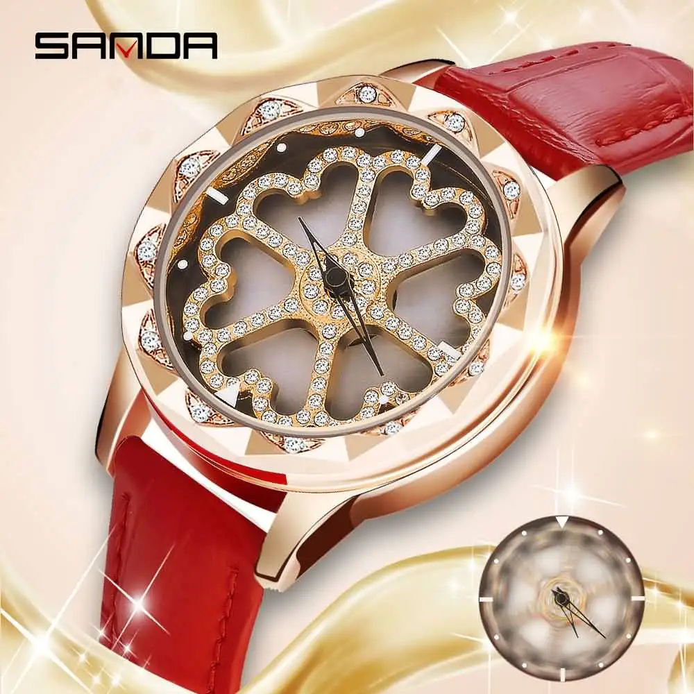

2018 High Quality Luxury Brand Rhinestones Women Watches Quartz Genuine Leather Watch Women Dropshipping Hot Relojes Para Mujer