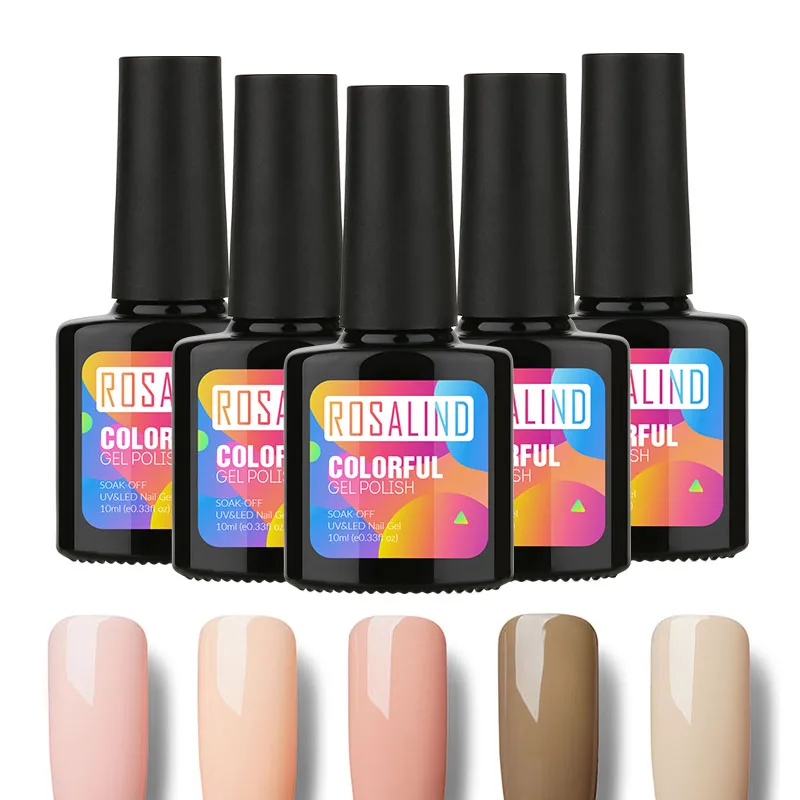 Гель лак ROSALIND серии 1S 10 мл телесного цвета цветной УФ светодиодный для ногтей