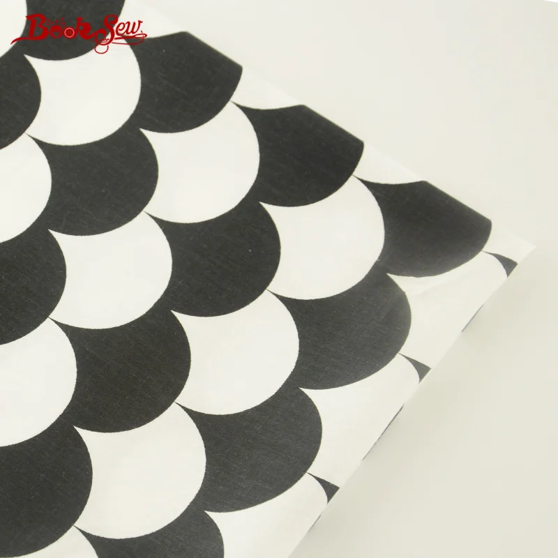 Booksew 100% Cotton Twill Fabric Black Sector Patterns Geometry Quilting Cloth Tecido Tela For Baby Beding Dolls Patchwork Craft|cotton twill