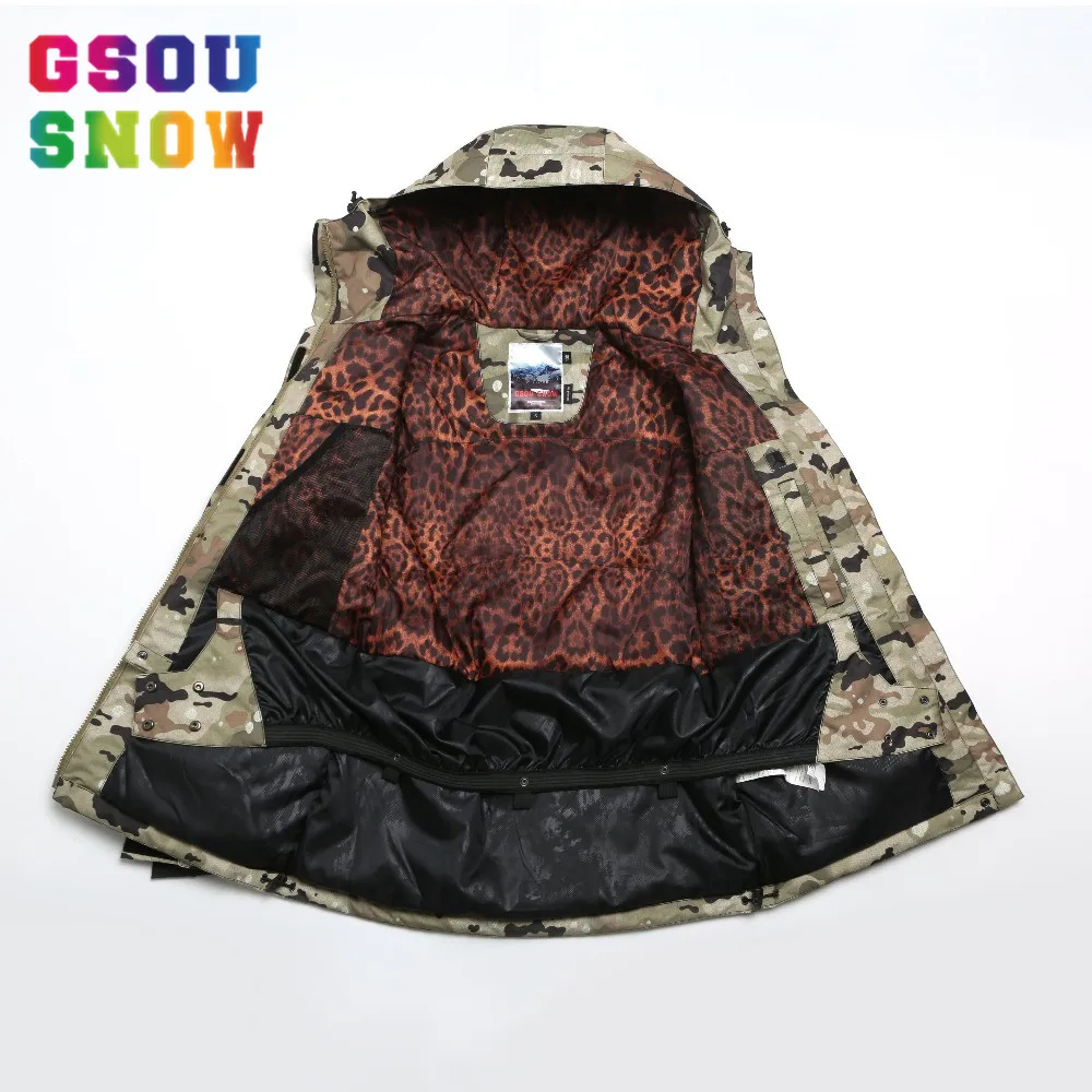 GSOU зимняя Лыжная куртка для женщин водонепроницаемая с капюшоном катания на