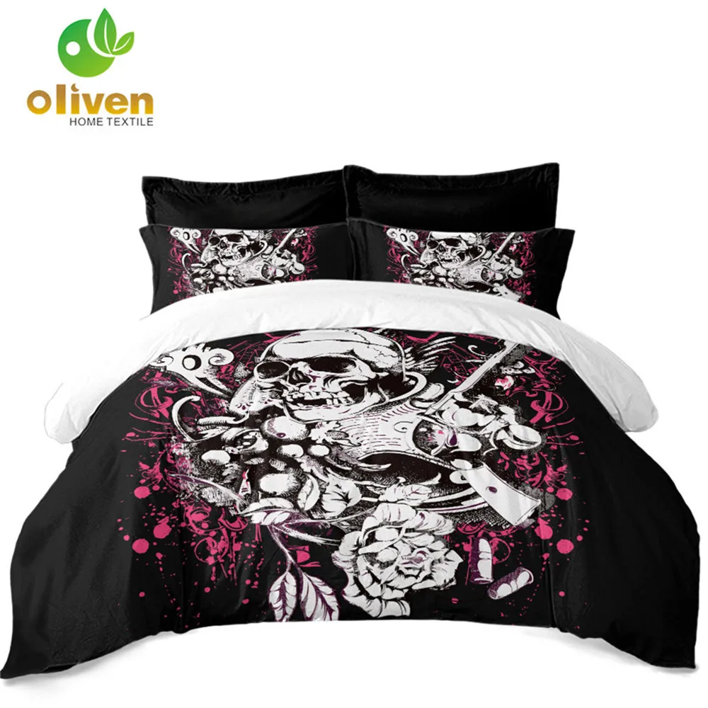 Набор постельного белья с принтом черепа хиппи пистолетный сахарный череп