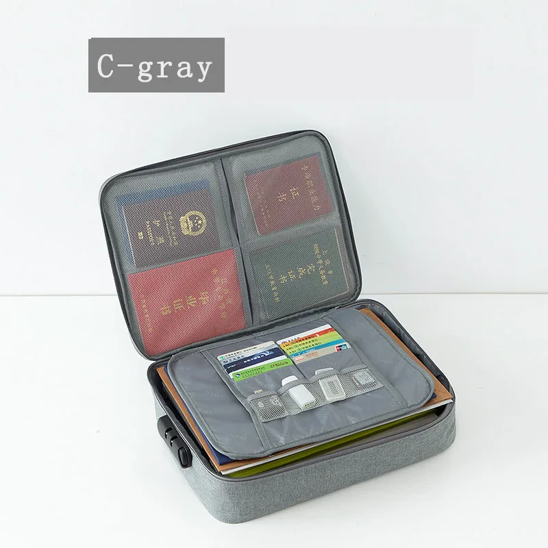 C-gray JXSLTC catiic многофункциональное хранение документов сумка многослойная большая емкость для хранения билета файл счет паспортный сортировочный мешок - Цвет: C-gray
