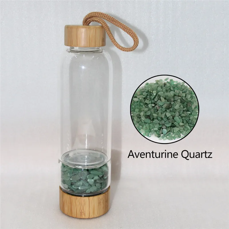 Aventurine Quartz Натуральный кварц неравномерность кристалл гравий бутылка стекло воды гравий камень чашки подарок давая посуда для напитков - Цвет: Aventurine Quartz