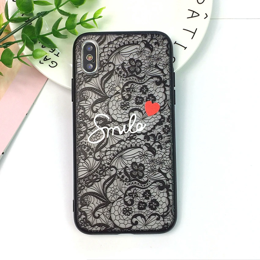 08 Симпатичный чехол для телефона с цветочным рисунком для Apple iPhone 7 8 6 6s 5 5S SE Plus кружевные Жесткие ПК-чехлы задняя крышка для iPhone X XR XS Max - Цвет: 08